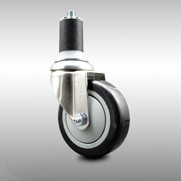 Service Caster 4 Inch 316SS Black Polyurethane Wheel Swivel 1-5/8 Inch Expanding Stem Caster SCC-SS316EX20S414-PPUB-BLK-158 - main